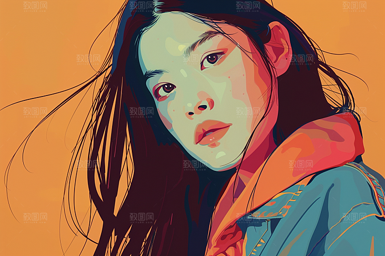 时尚涂鸦人物潮流扁平风插画