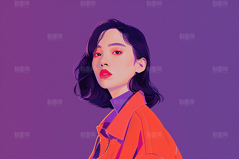 时尚涂鸦人物平面涂鸦插画