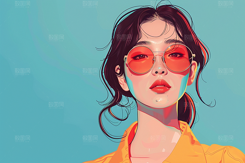 时尚涂鸦人物平面潮流插画