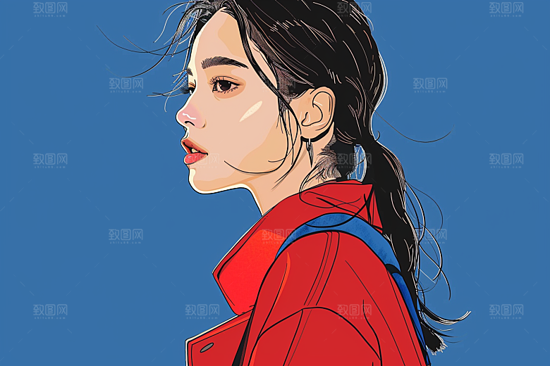 时尚涂鸦人物平面韩流插画
