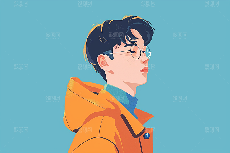 时尚涂鸦人物撞色潮流插画