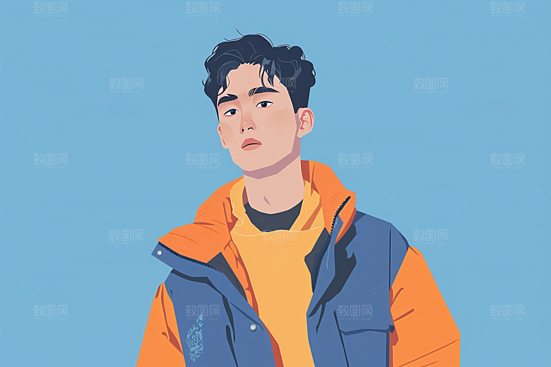 时尚涂鸦人物涂鸦橙色插画
