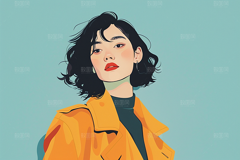 时尚涂鸦人物鲜明潮流插画