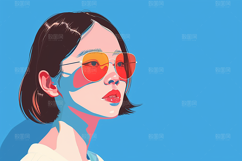 时尚涂鸦人物撞色扁平风插画
