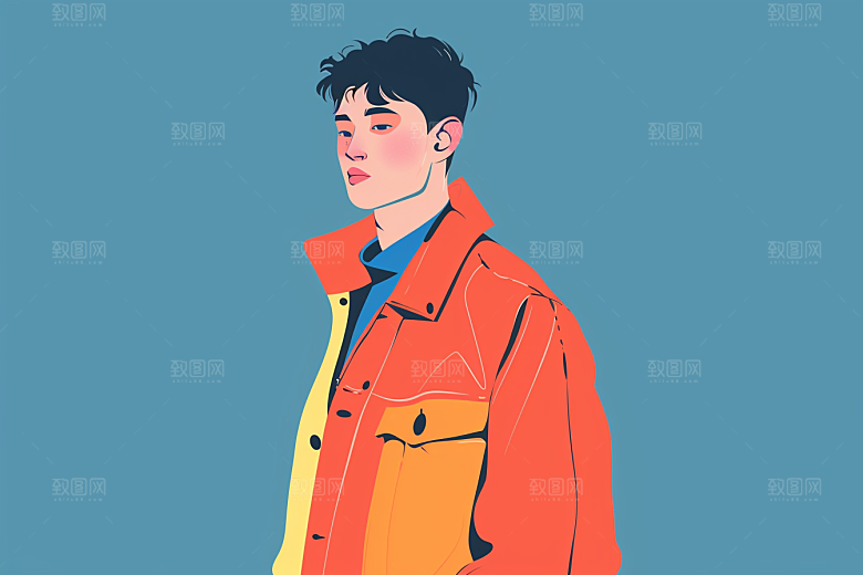时尚涂鸦人物鲜明涂鸦插画