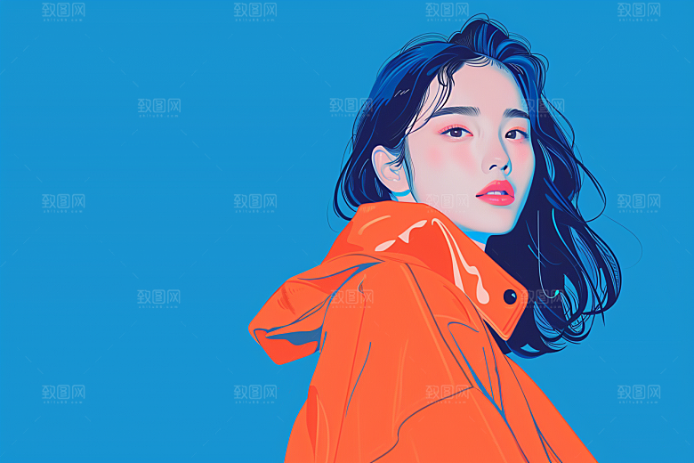 时尚涂鸦人物平面涂鸦插画