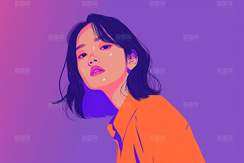 时尚涂鸦人物潮流韩流插画