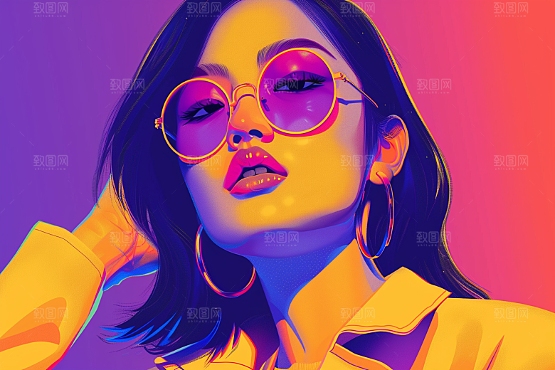 时尚涂鸦人物涂鸦橙色插画