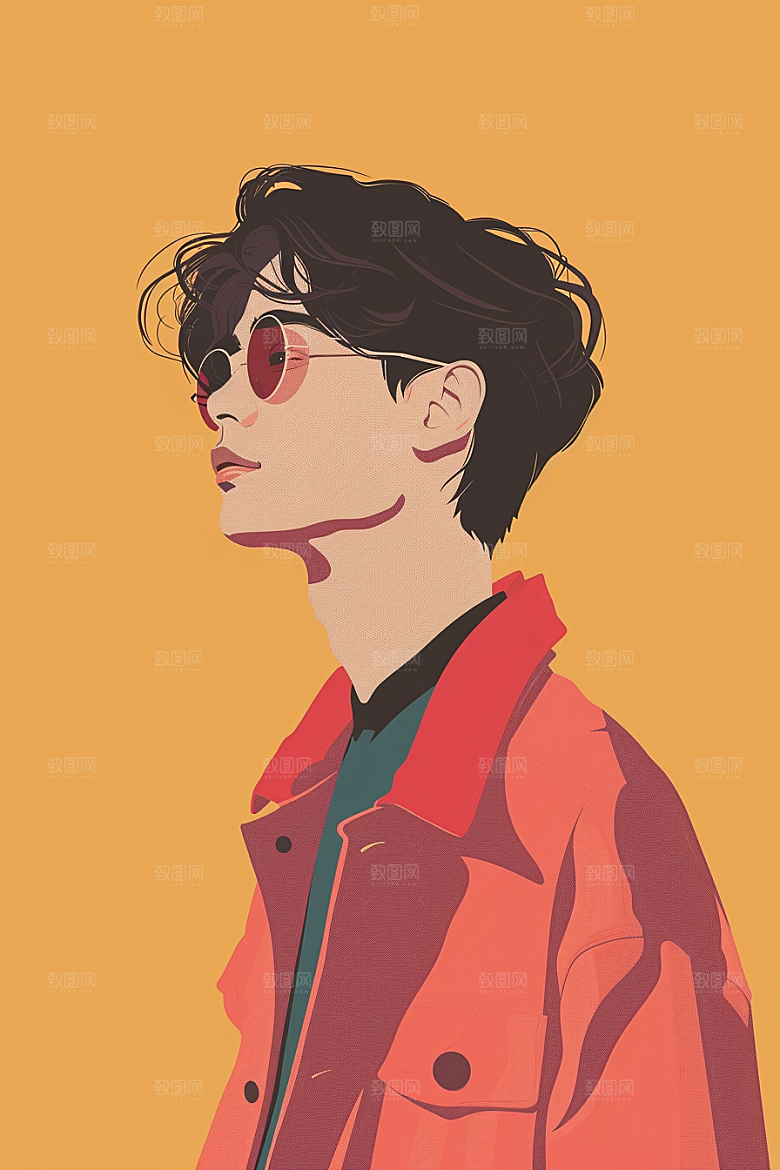 时尚涂鸦人物韩流鲜明插画