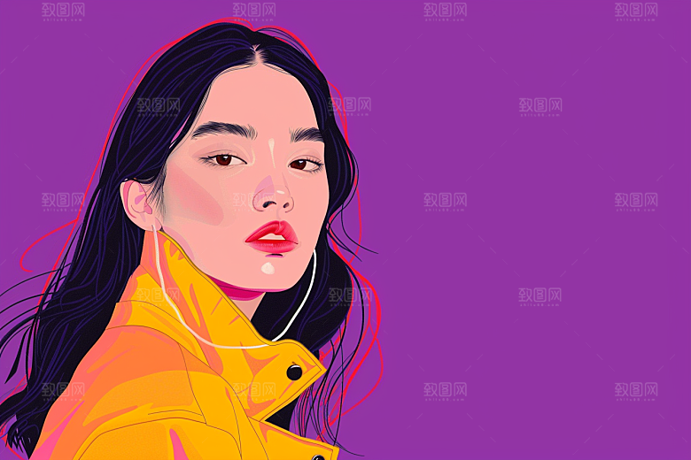 时尚涂鸦人物鲜明高清插画