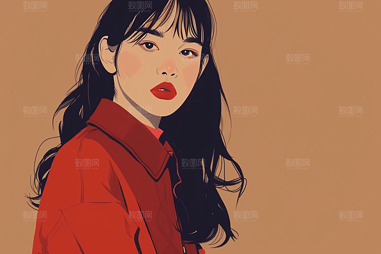 时尚涂鸦人物韩流高清插画