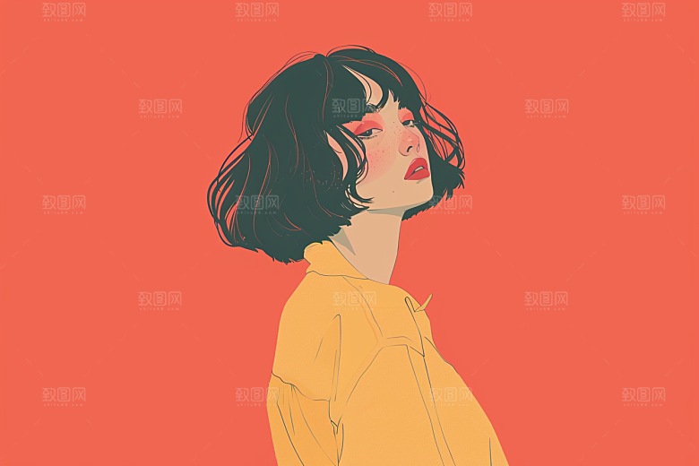 时尚涂鸦人物鲜明高清插画