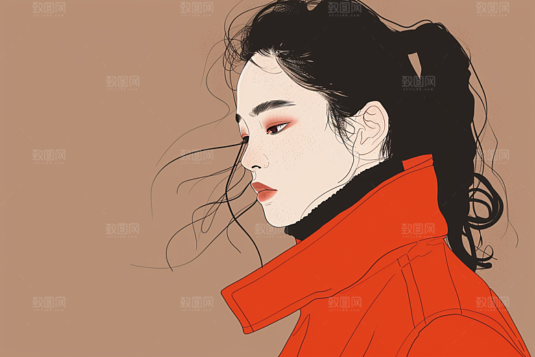时尚涂鸦人物扁平风鲜明插画