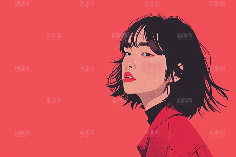 时尚涂鸦人物鲜明高清插画