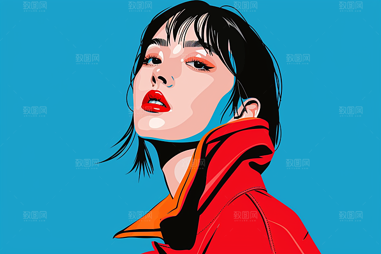 时尚涂鸦人物扁平风高清插画