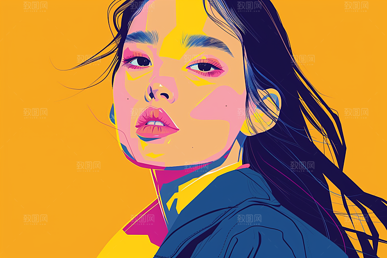 时尚涂鸦人物高清潮流插画