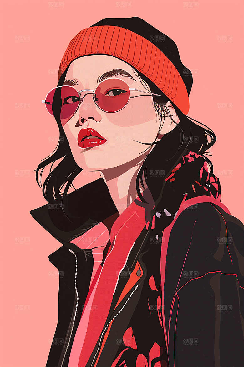 时尚涂鸦人物韩流涂鸦插画