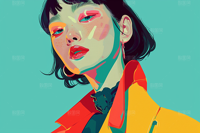 时尚涂鸦人物平面涂鸦插画