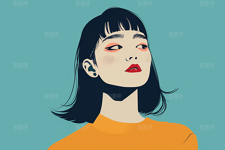 时尚涂鸦人物高清平面插画