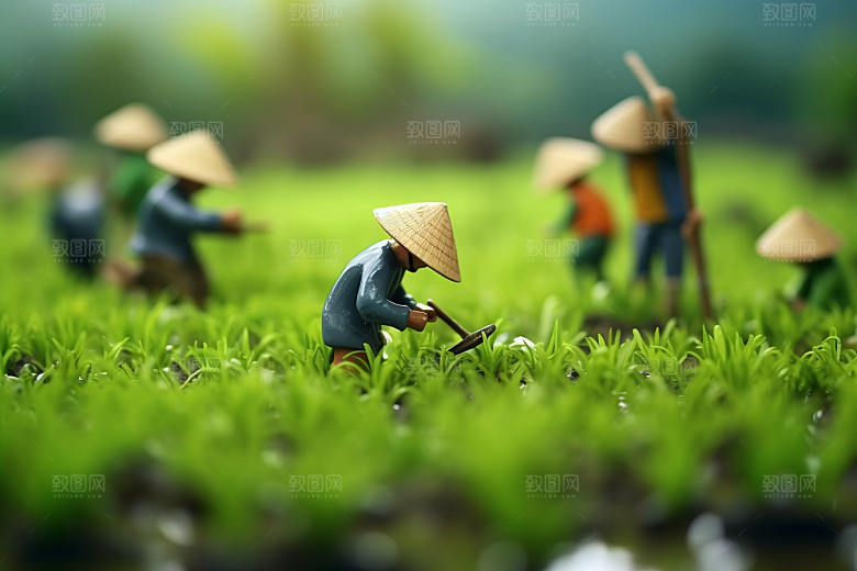 春耕微距小人农业春天摄影图