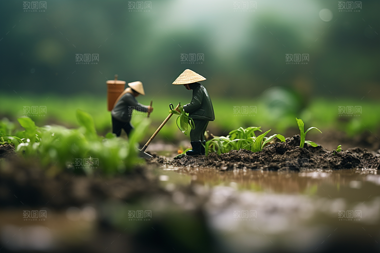 春耕微距小人春天农业摄影图