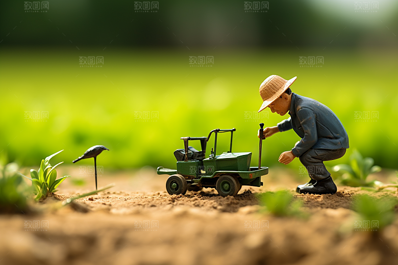 春耕微距小人高清播种摄影图