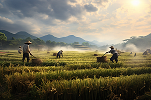 春耕种地水稻种稻摄影图