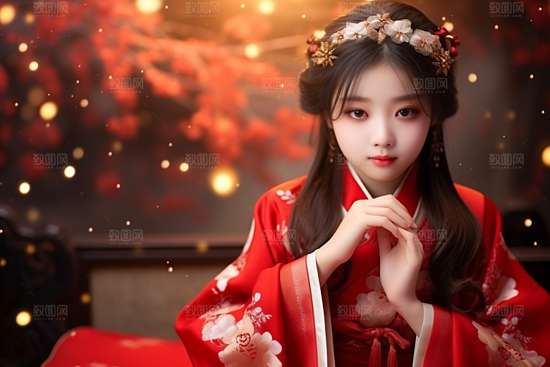 春节汉服女孩高清中国风CG