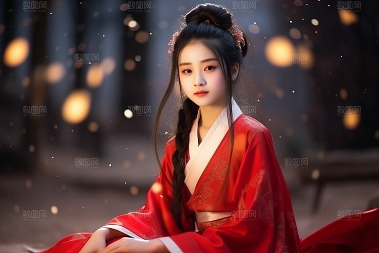 春节汉服女孩高清新春CG