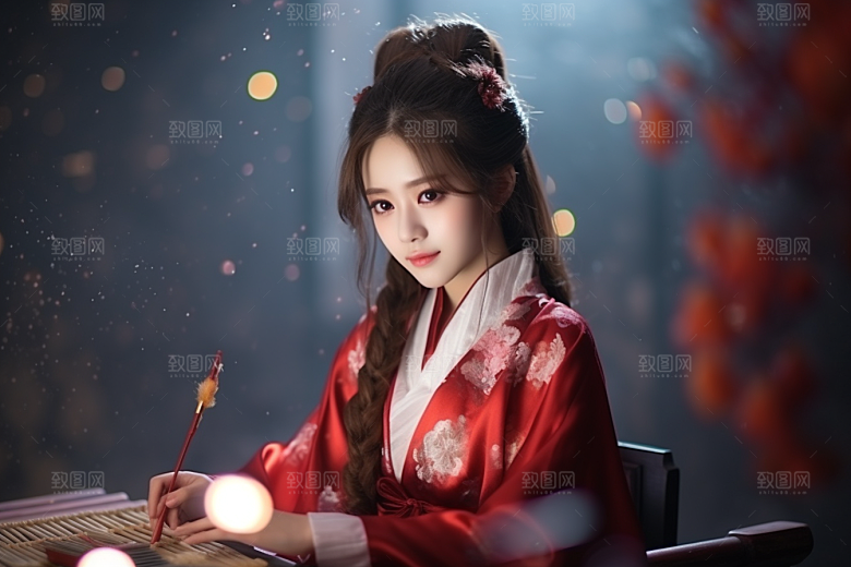 春节汉服女孩喜庆中国风CG