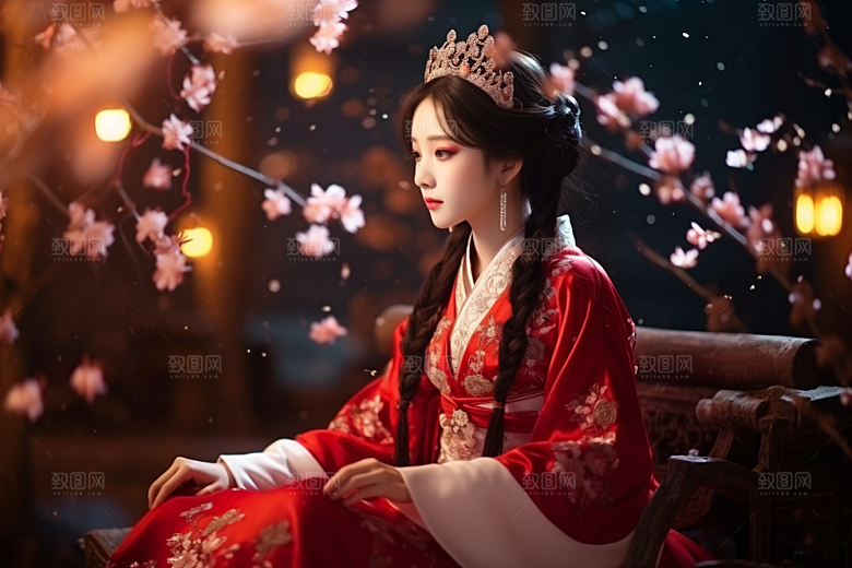 春节汉服女孩新春中国风CG
