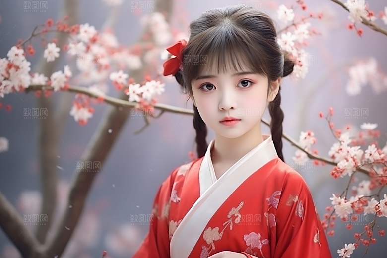 春节汉服女孩新春过年CG