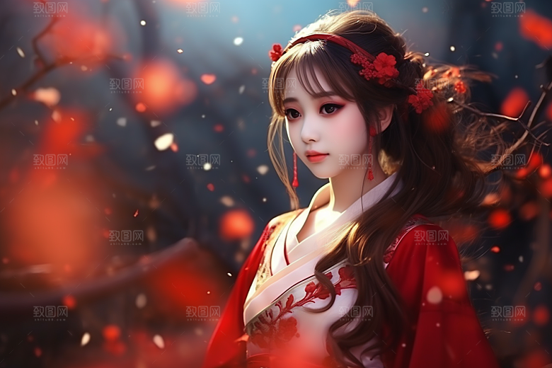 春节汉服女孩喜庆中国风CG