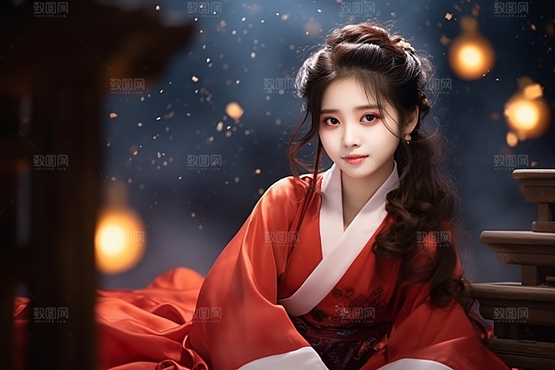 春节汉服女孩过年中国风CG