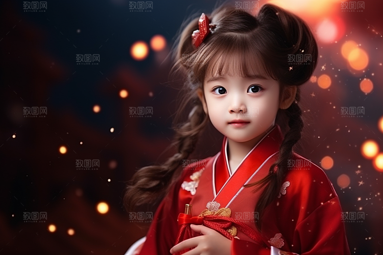 春节汉服女孩高清喜庆CG