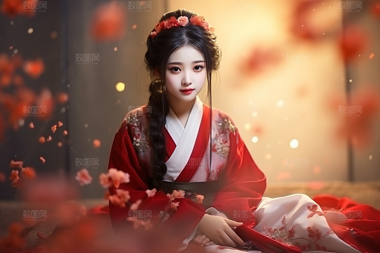 春节汉服女孩新春春日CG