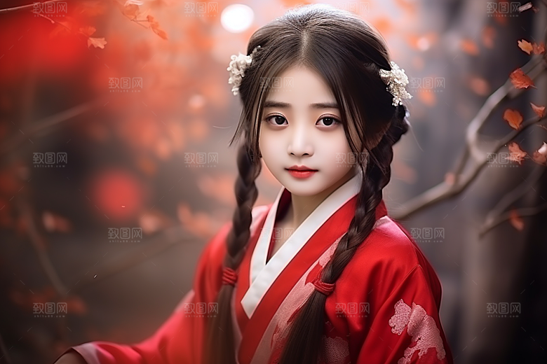春节汉服女孩高清喜庆CG