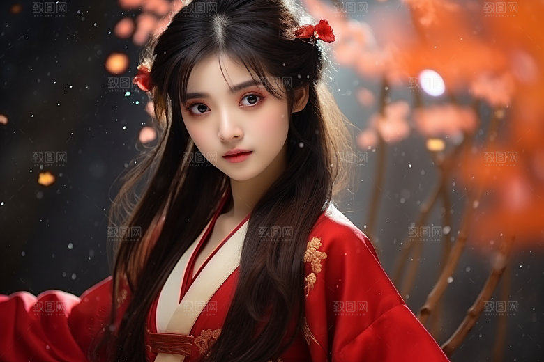 春节汉服女孩高清过年CG