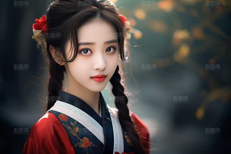 春节汉服女孩春日传统文化CG