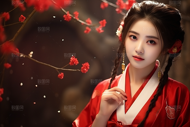 春节汉服女孩高清过年CG