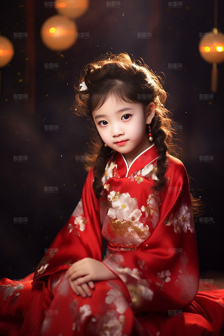 春节汉服女孩喜庆中国风CG