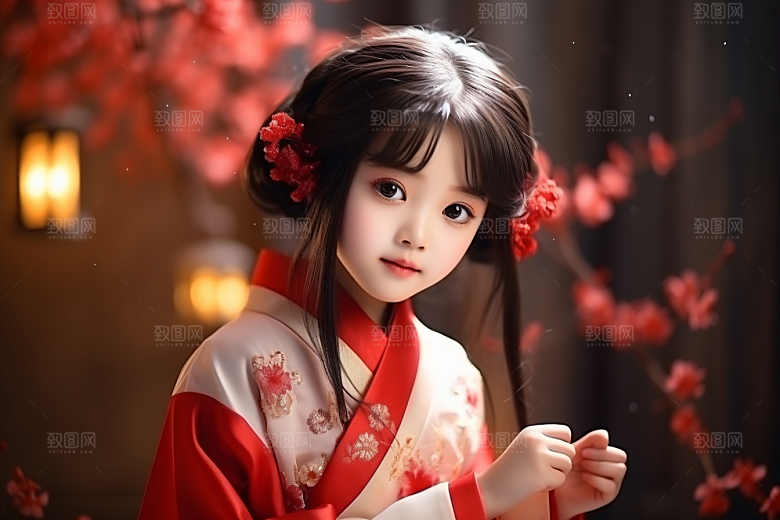 春节汉服女孩中国风春日CG