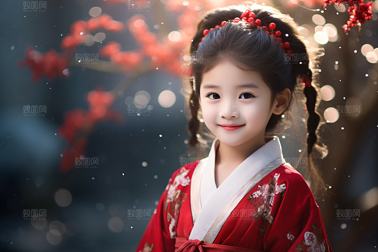 春节汉服女孩中国风传统文化CG