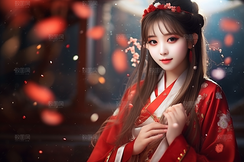 春节汉服女孩中国风春日CG