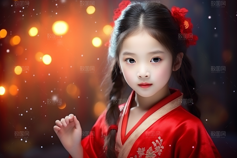 春节汉服女孩新春传统文化CG