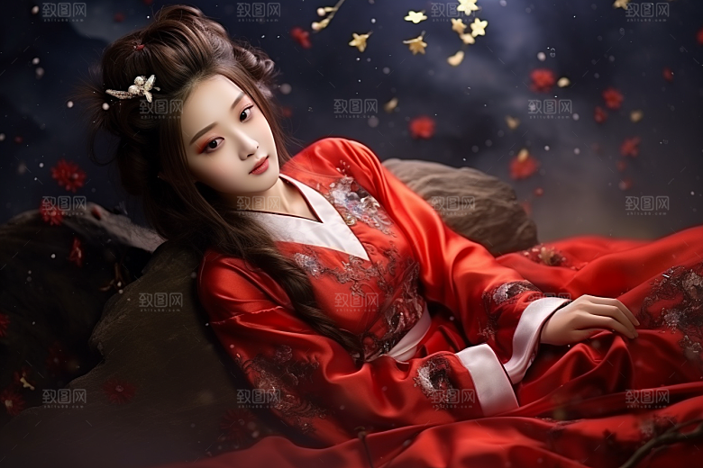 春节汉服女孩高清中国风CG