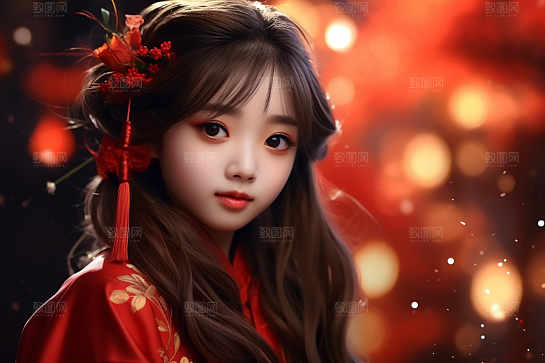 春节汉服女孩传统文化中国风CG