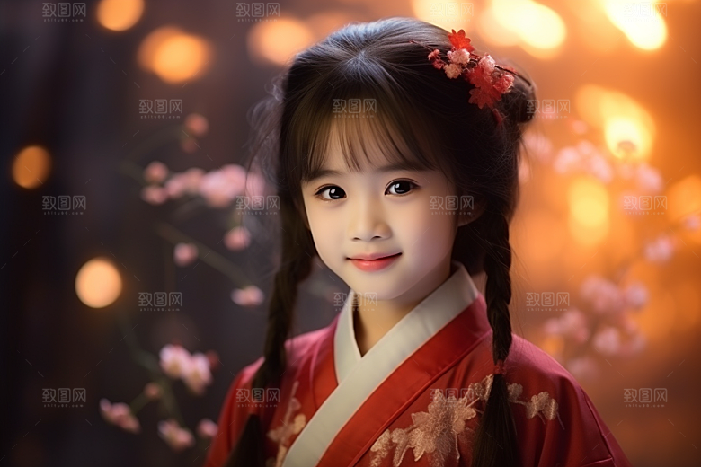 春节汉服女孩新春过年CG