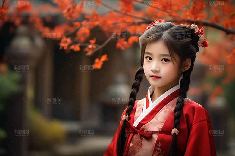 春节汉服女孩春日传统文化CG