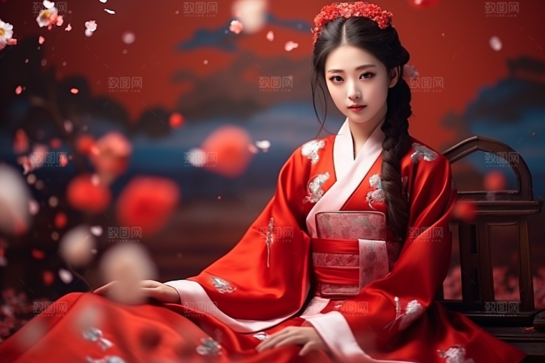 春节汉服女孩过年春日CG
